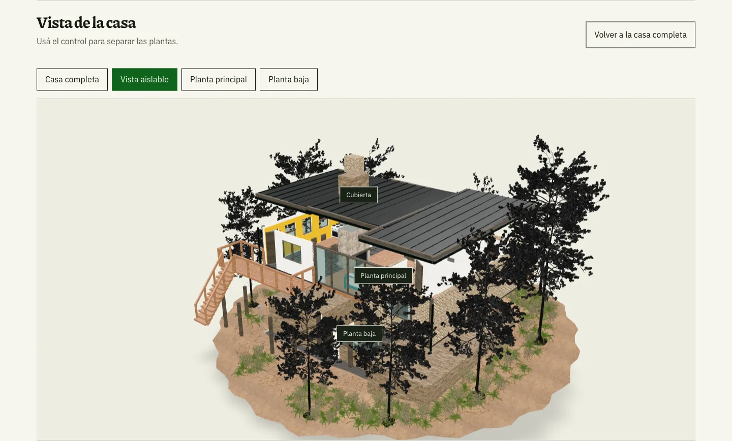 3D tour · separated view with the three levels labeled